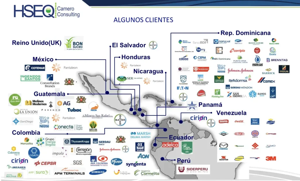 Mapa con los clientes de HSEQ CAMERO